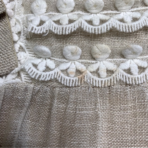 Pili Carrera Baby's Beige White Linen Dress Size 12 Months - Picture 7 of 14